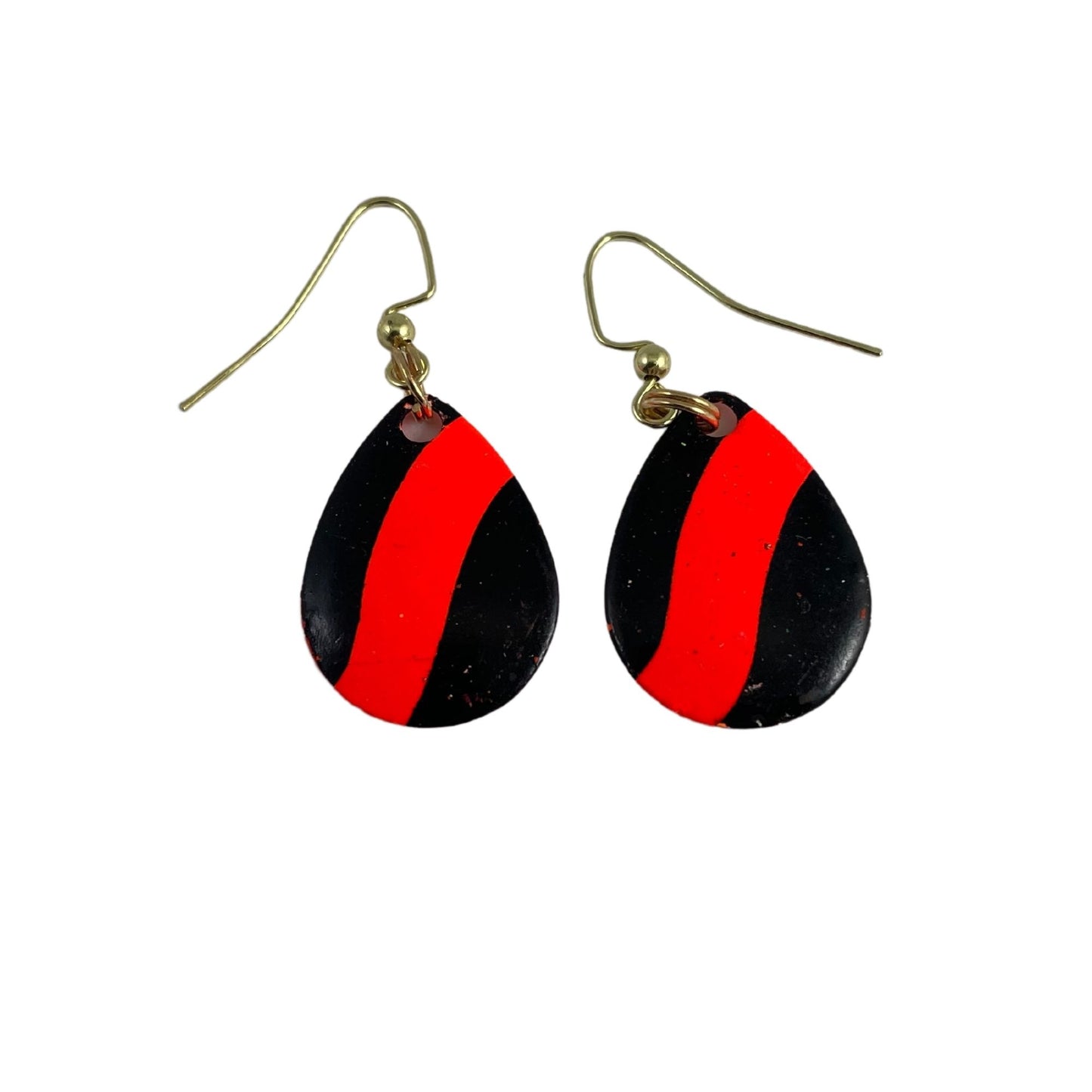 Colorado Deep Cup Black Orange Striped Spinner Blade Earrings