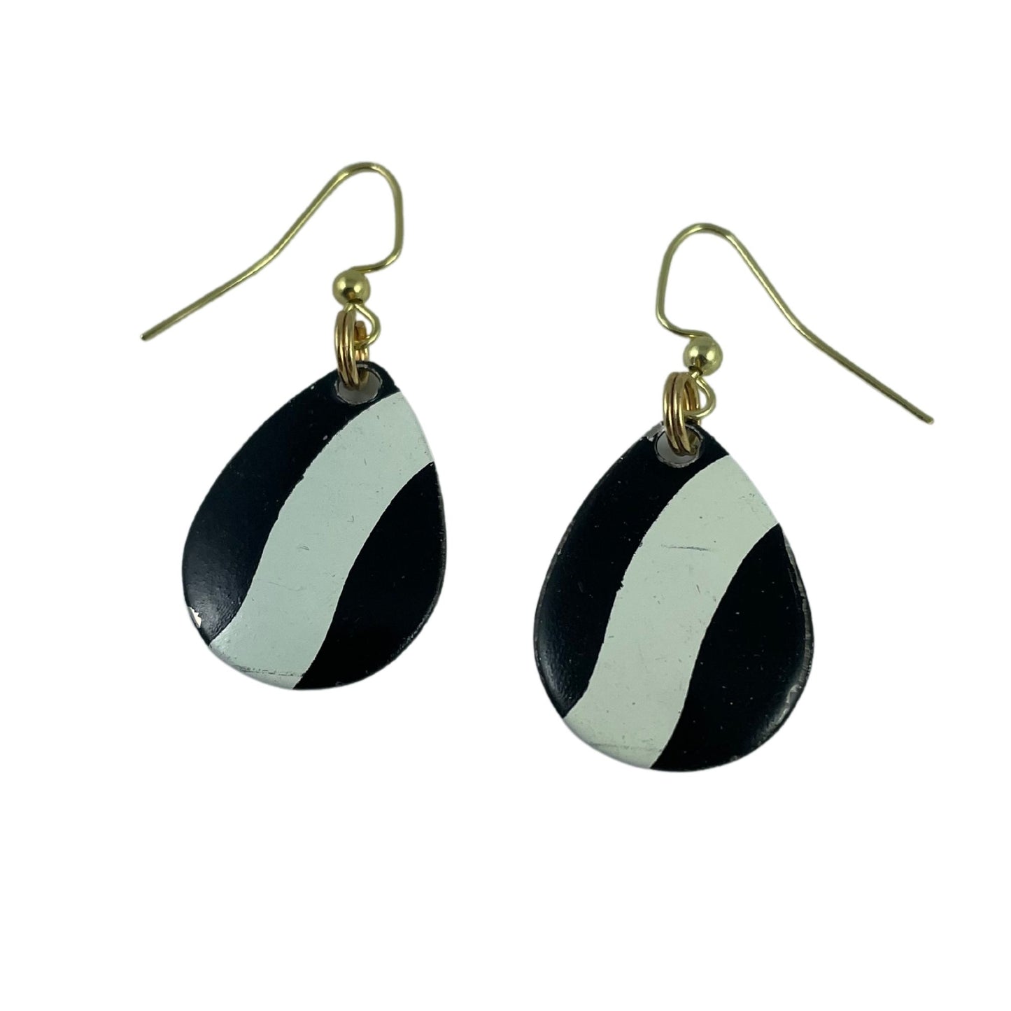Colorado Black White Striped Spinner Blade Earrings
