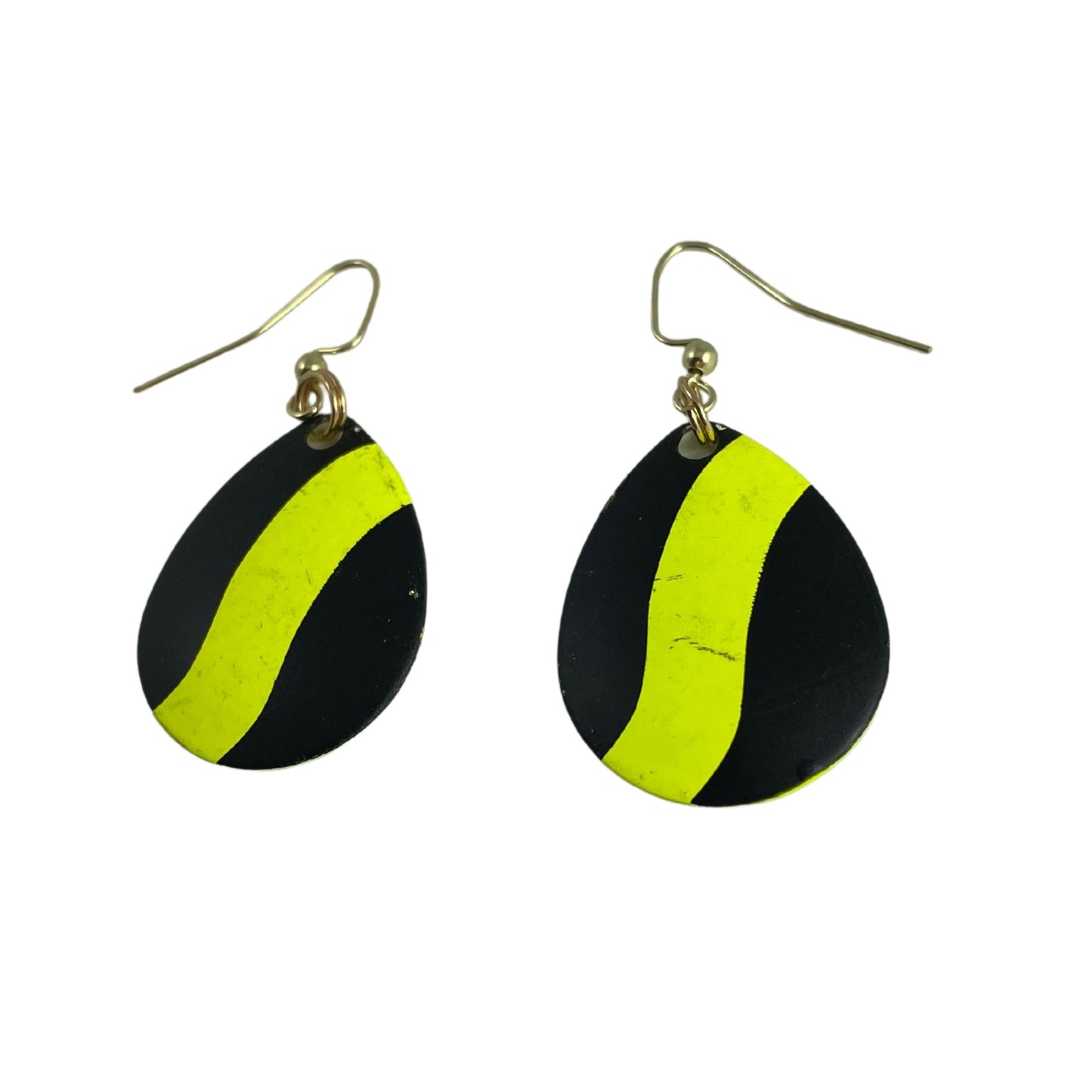 Colorado Black Yellow Striped Spinner Blade Earrings