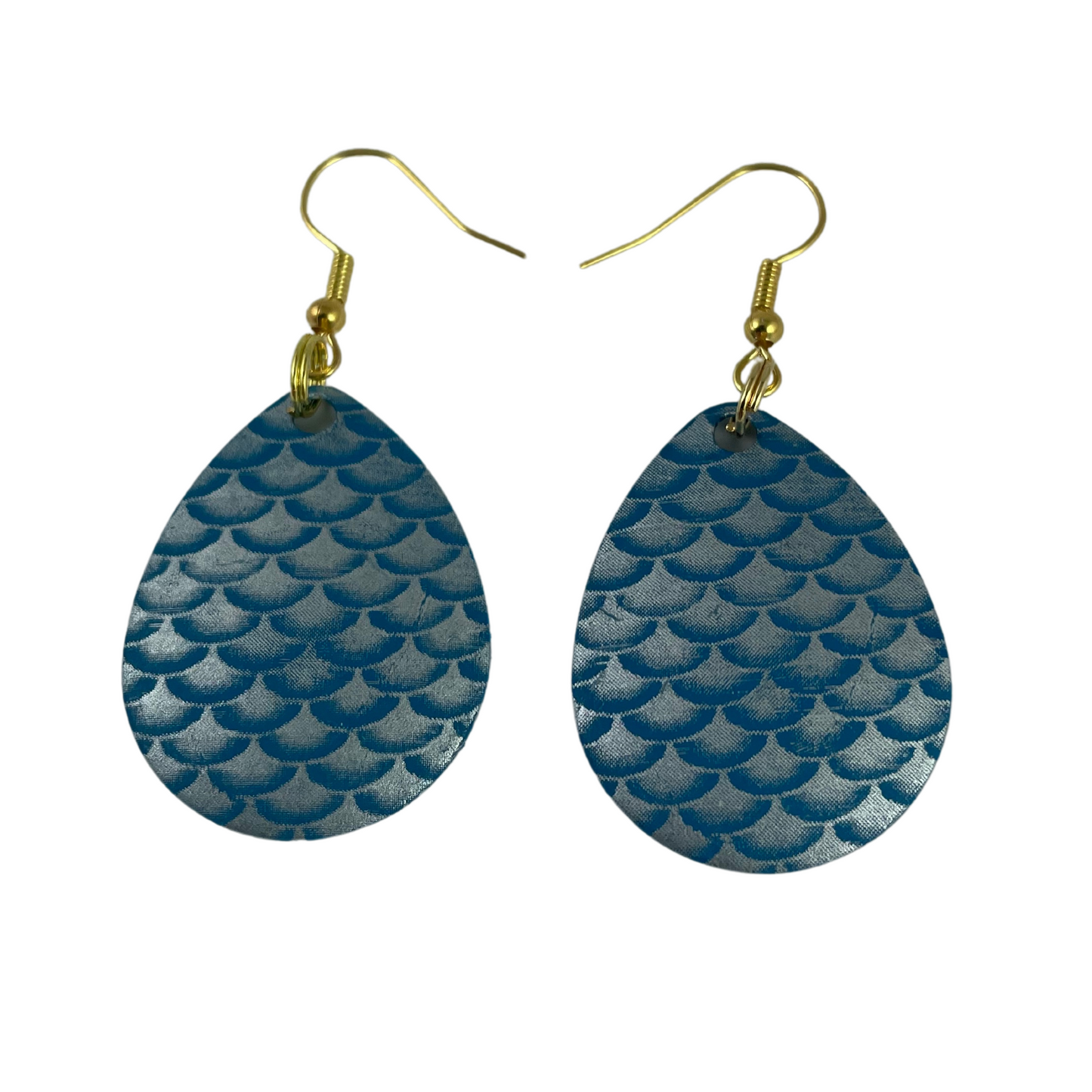 Colorado Blue Silver Scale Spinner Blade Earrings