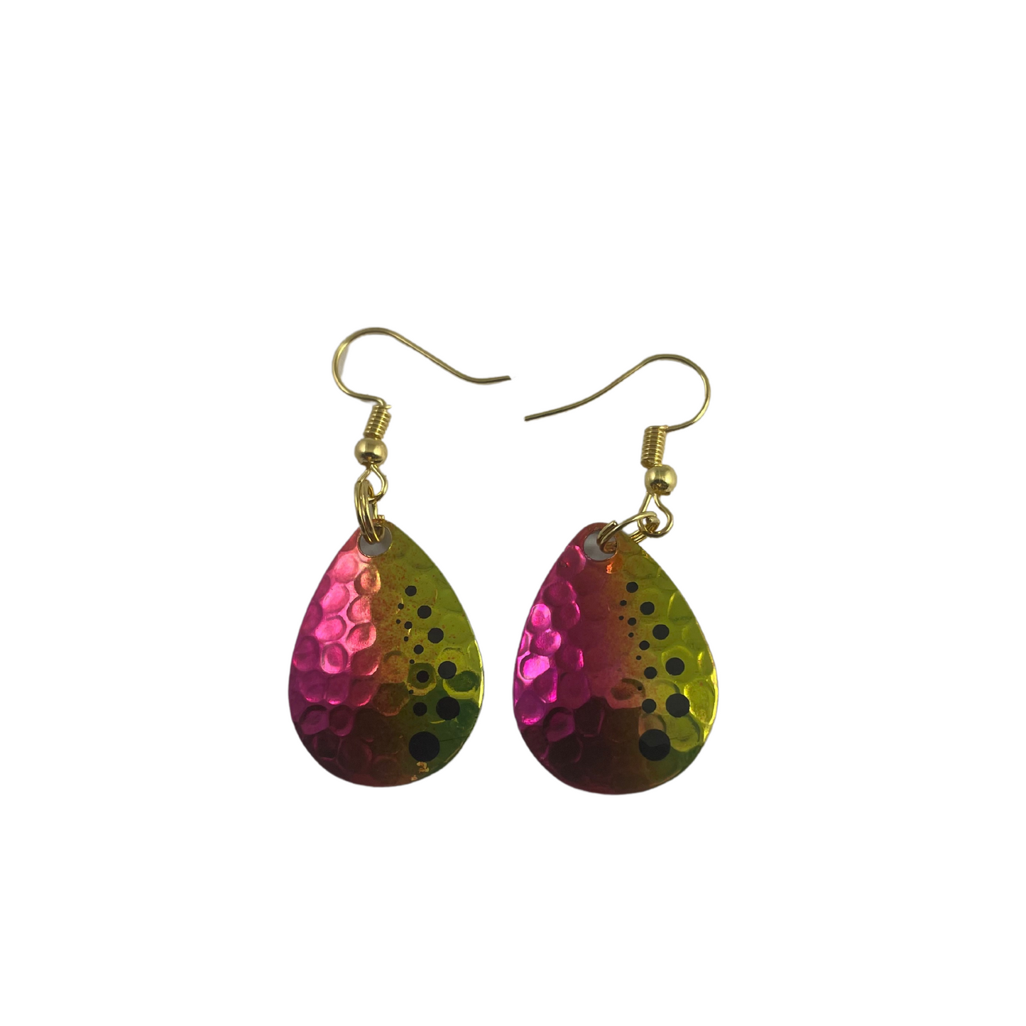 Colorado Hammered Nickel Dot Banana Split Spinner Blade Earrings