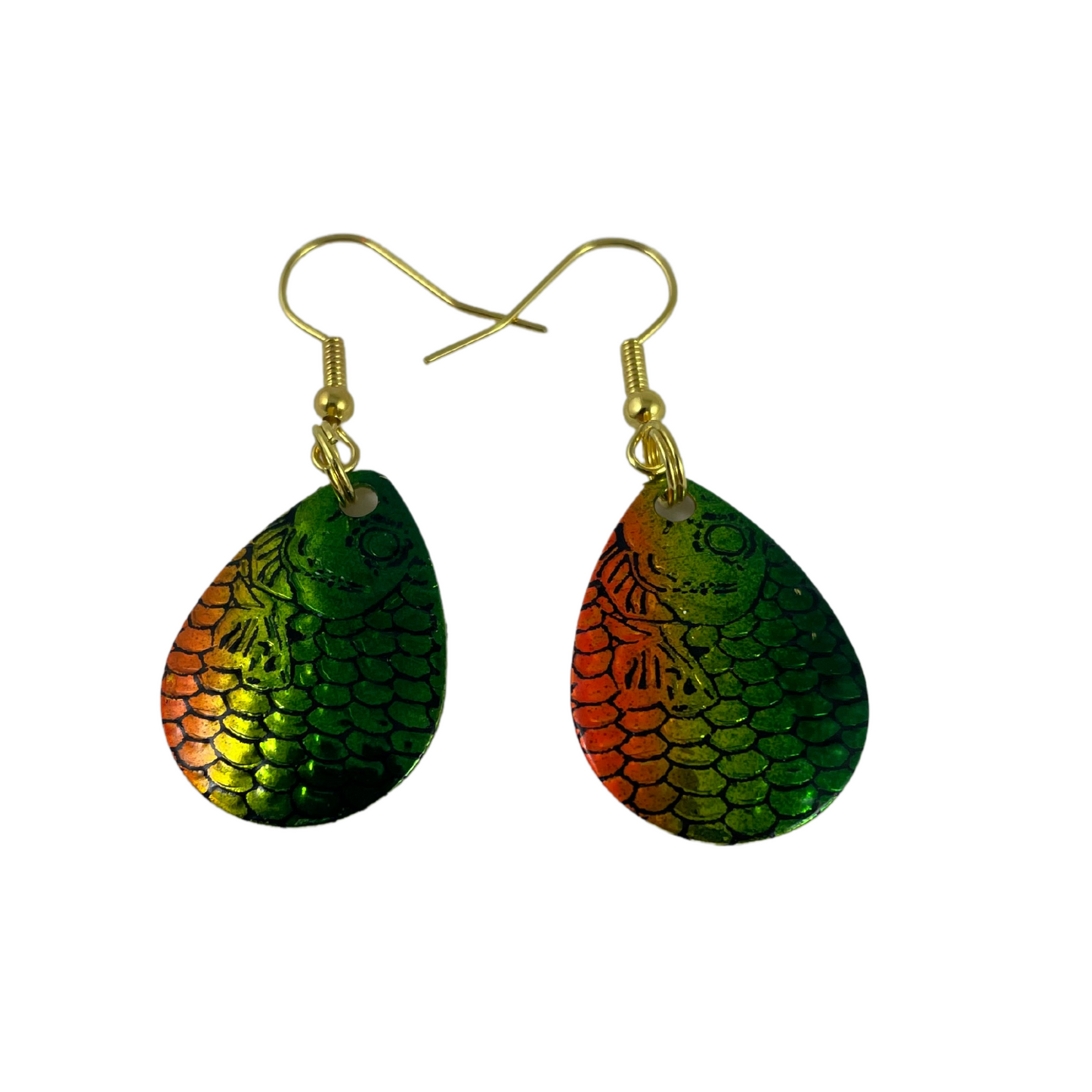 Colorado Pro Scale Firetiger Dye Spinner Blade Earrings