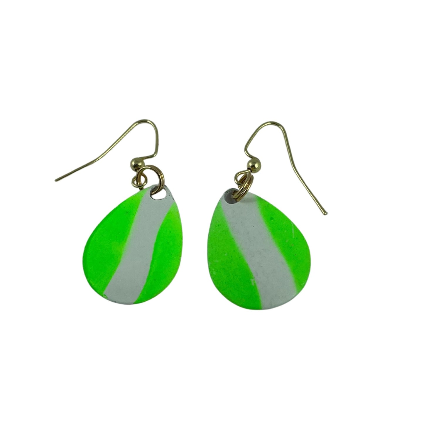 Colorado Green White Striped Spinner Blade Earrings