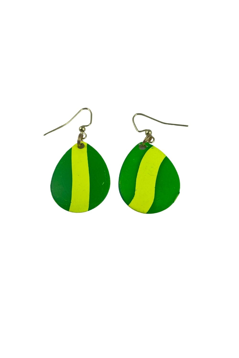 Colorado Green Yellow Striped Spinner Blade Earrings