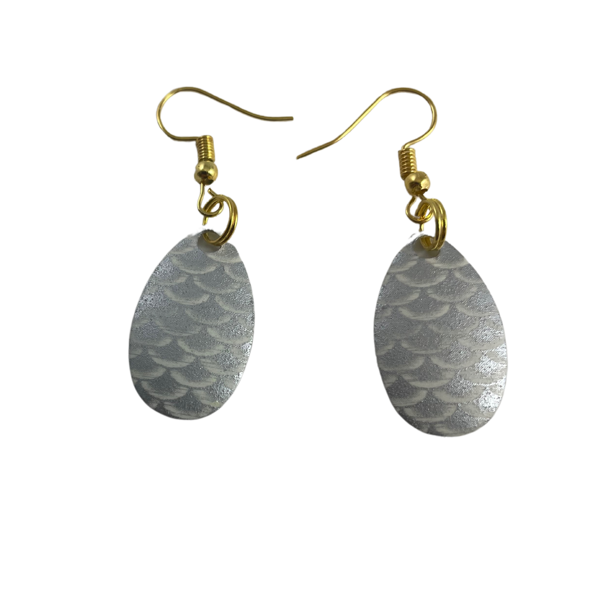 Indiana Glow Silver Scale Spinner Blade Earrings
