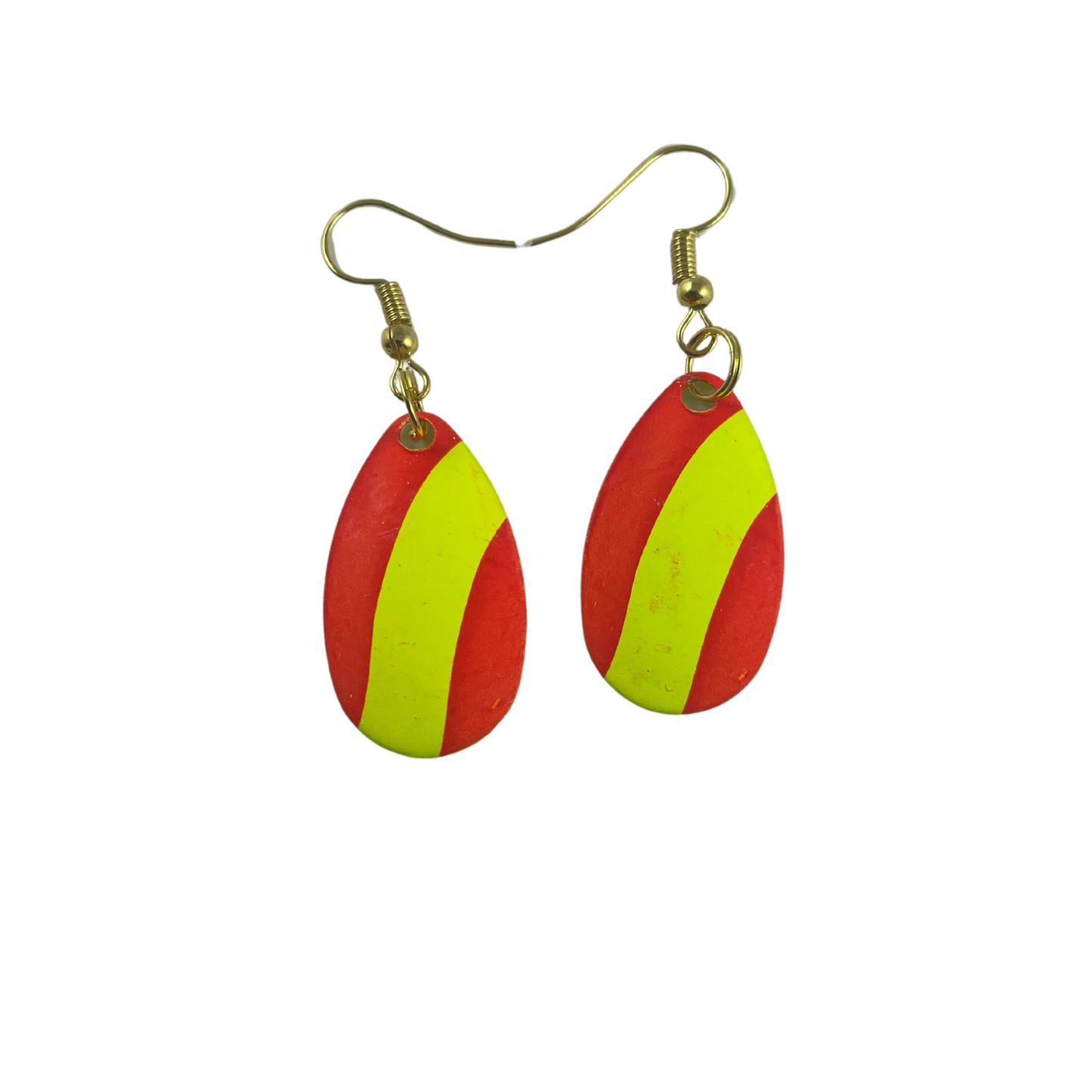Indiana Orange Yellow Striped Spinner Balde Earrings