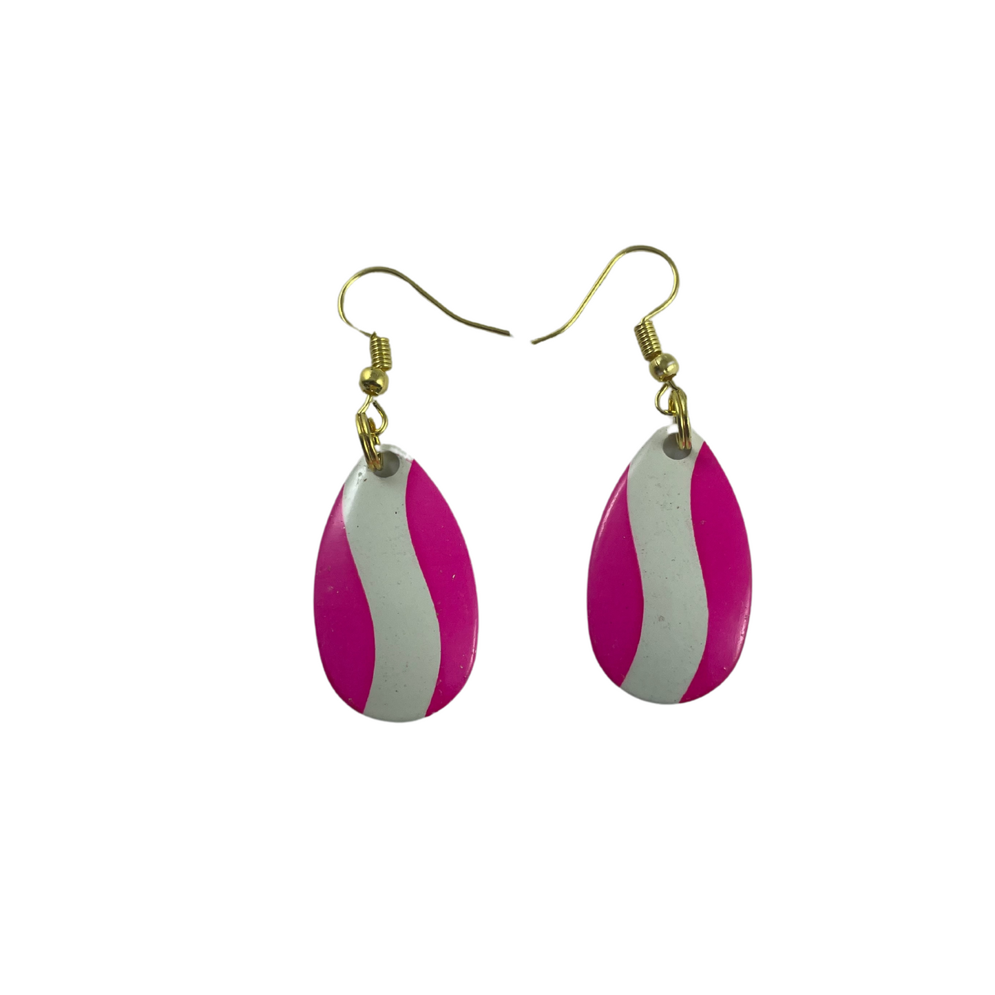 Indiana Pink White Striped Spinner Blade Earrings
