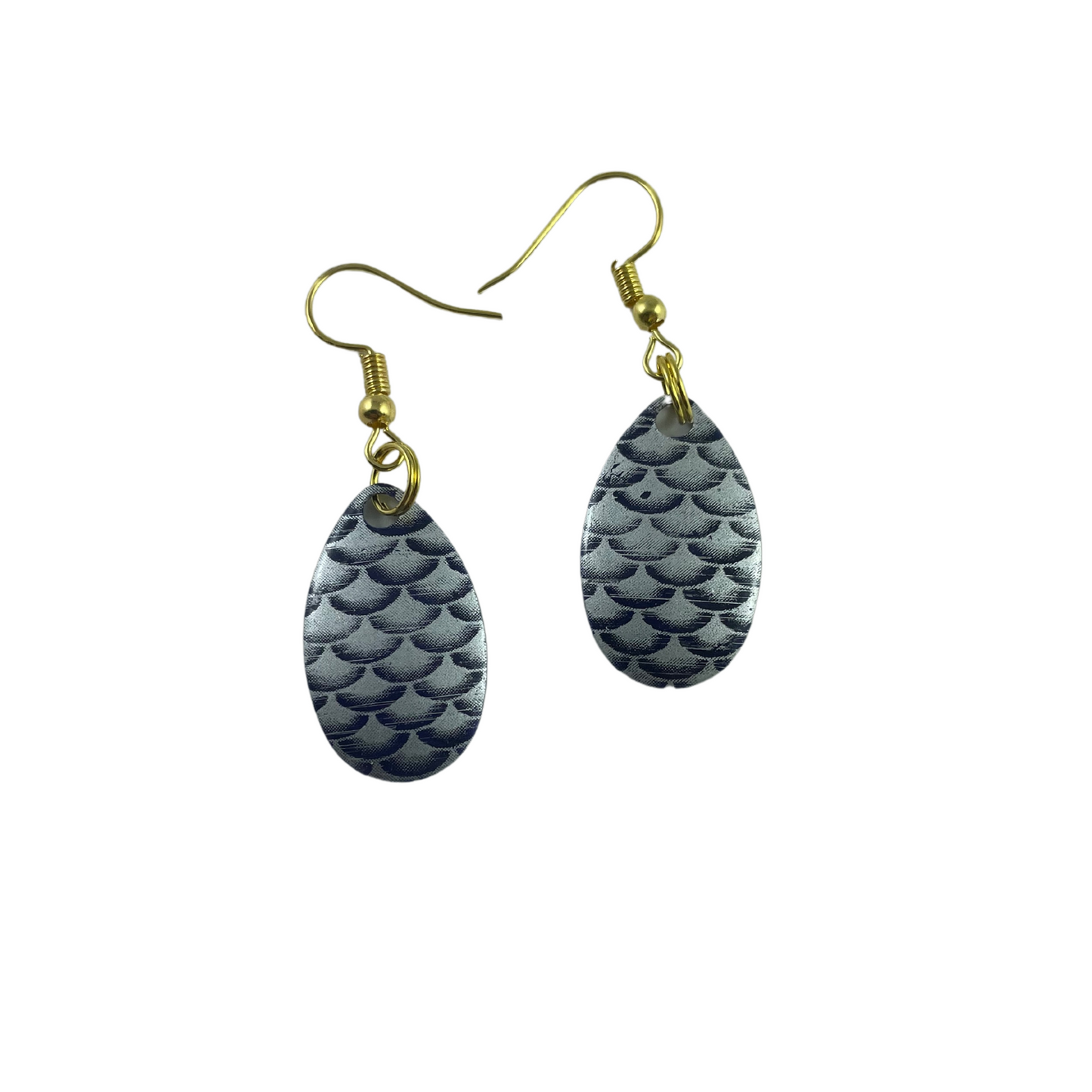 Indiana Purple Silver Scale Spinner Blade Earrings