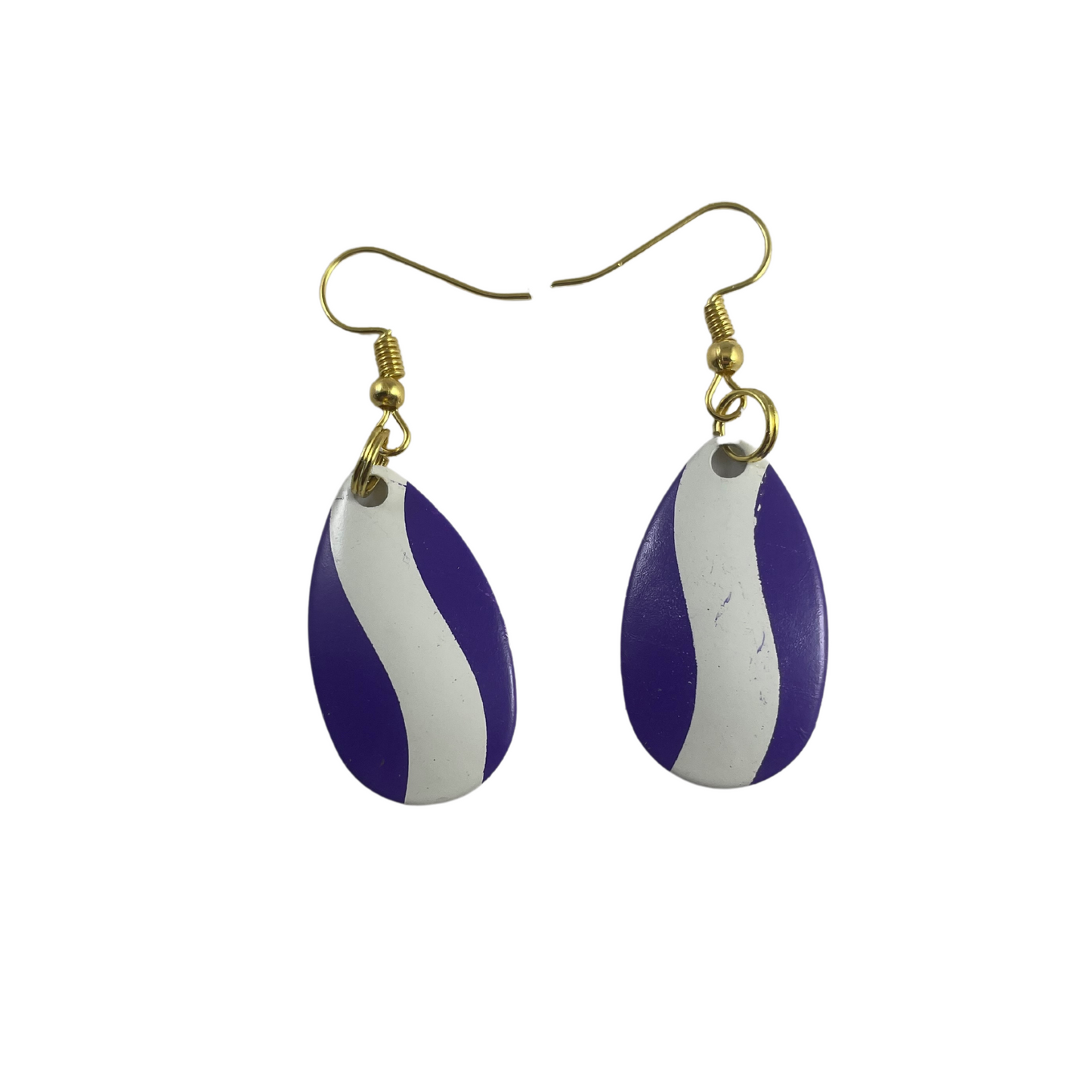 Indiana Purple White Striped Spinner Blade Earrings