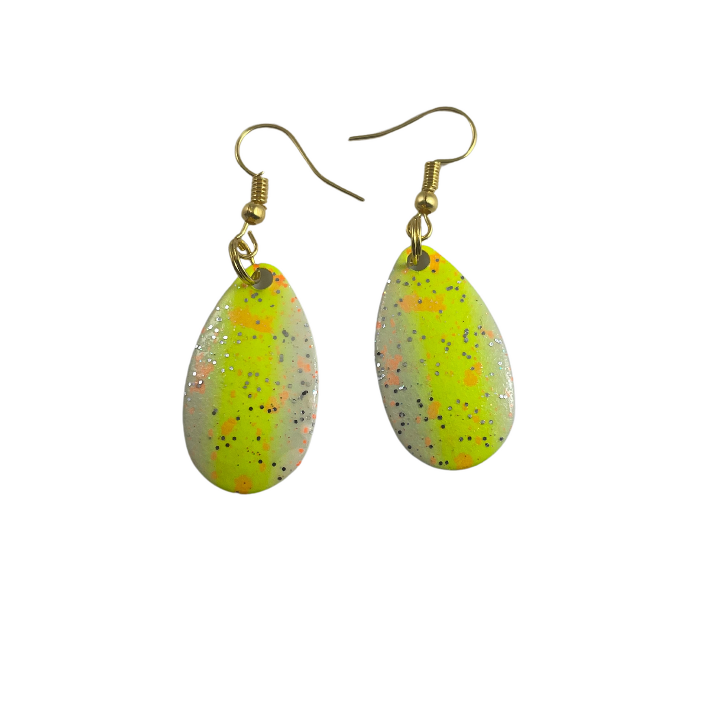 Indiana Spackle Chartreuse Glow Spinner Blade Earrings