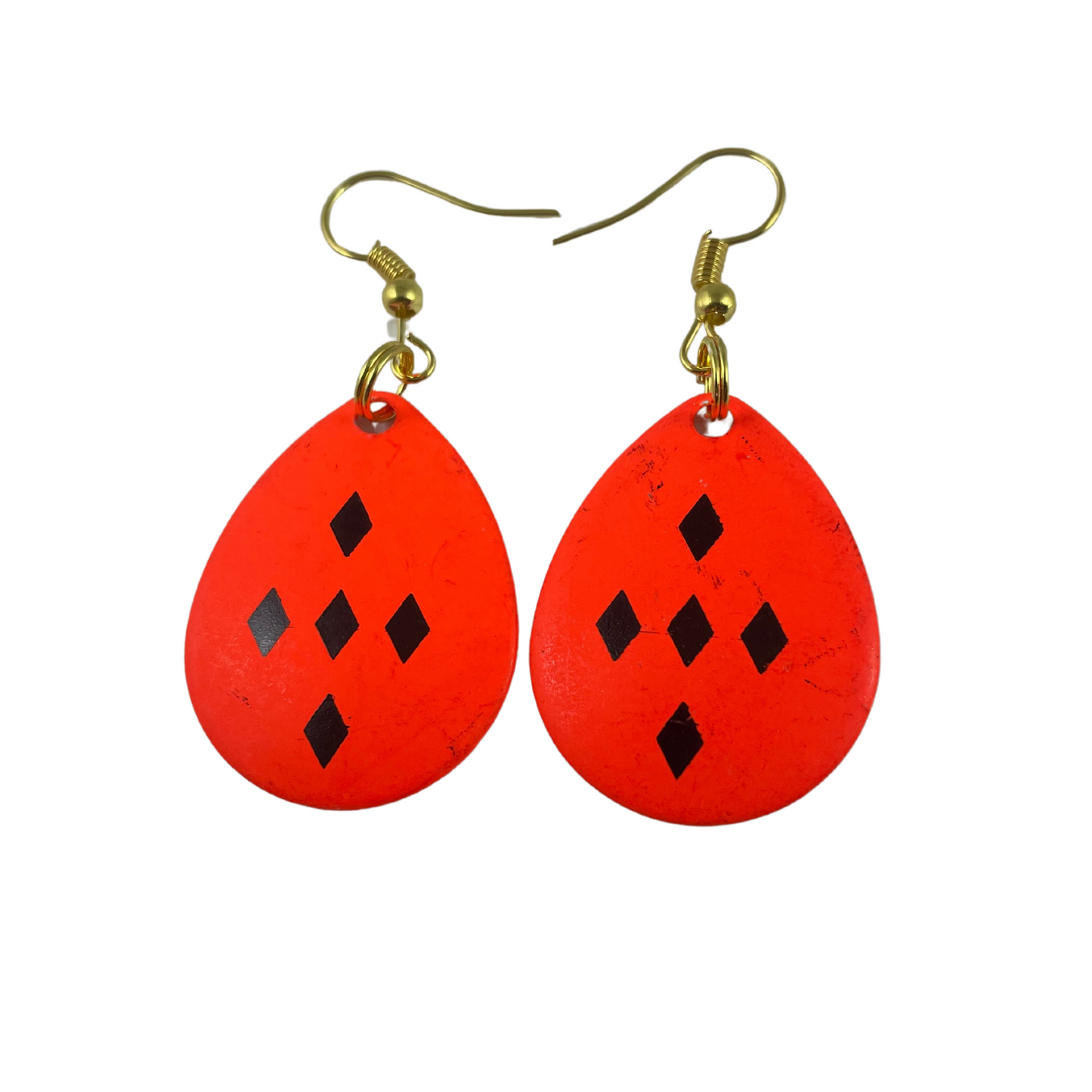 Colorado Orange 5 Black Diamonds Spinner Blade Earrings