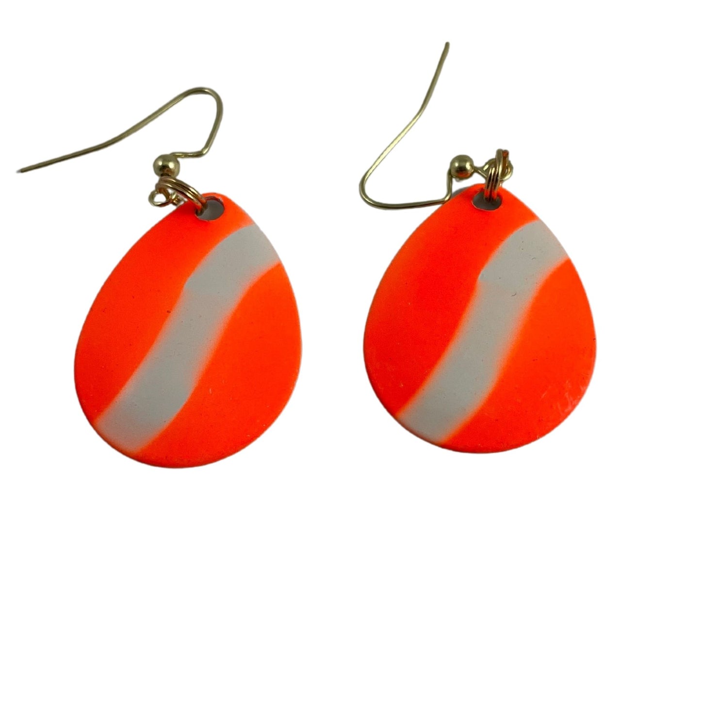 Colorado Orange White Striped Spinner Blade Earrings