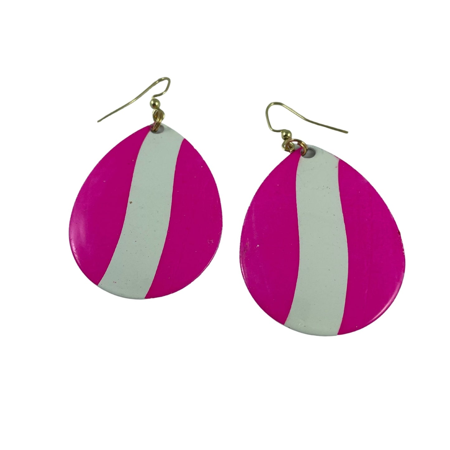 Colorado Pink White Striped Spinner Blade Earrings