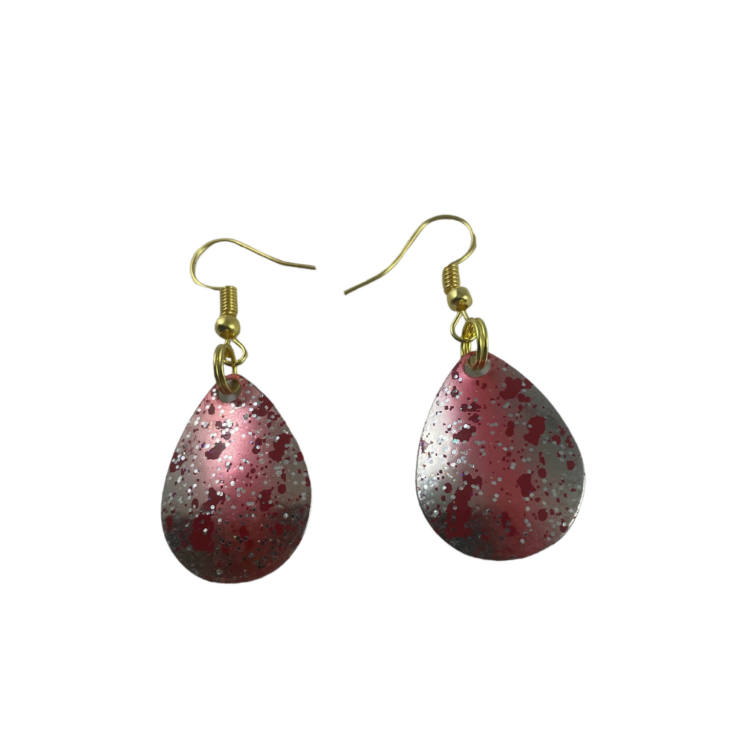 Colorado Red Nickel Spackle Spinner Blade Earrings