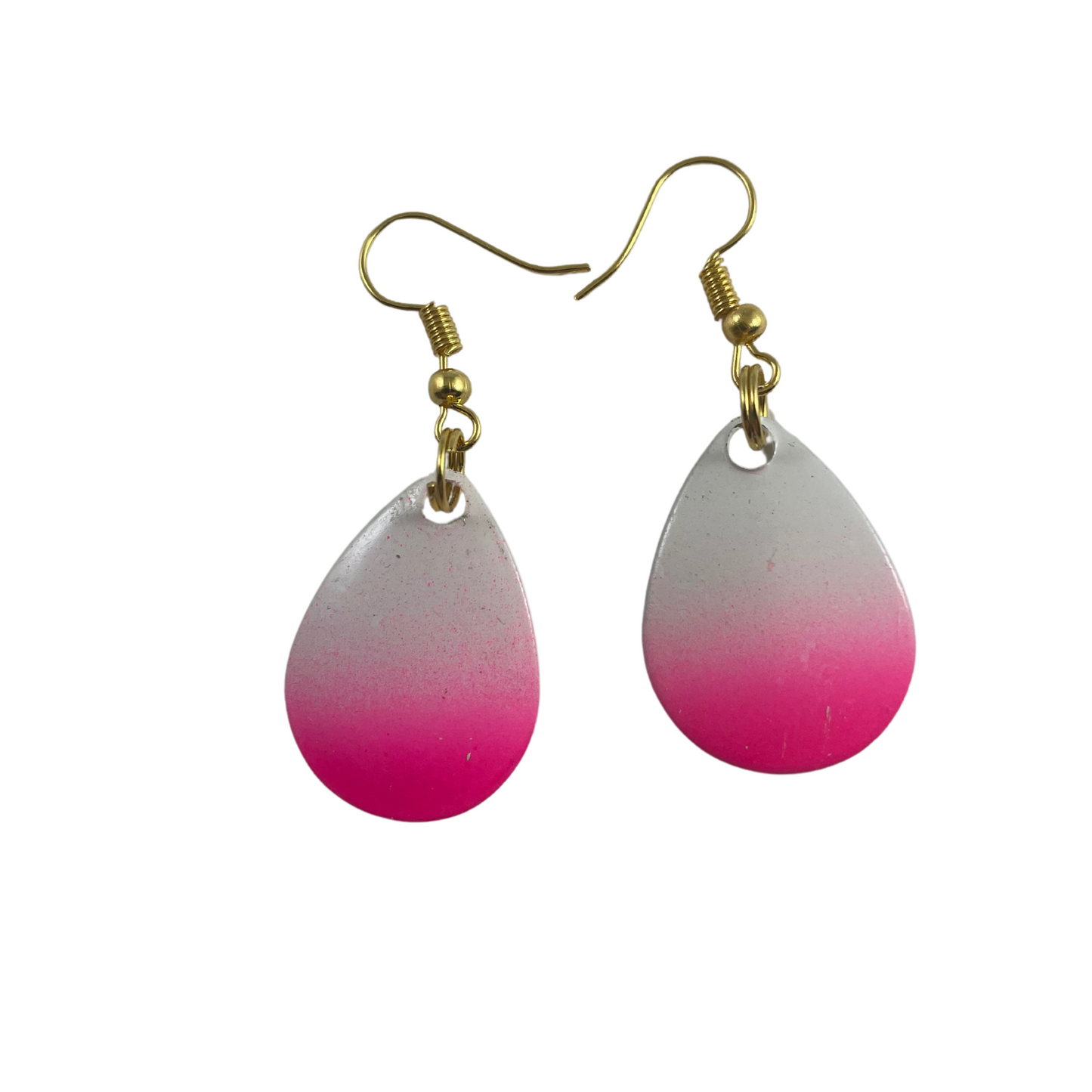 Colorado White Pink Splashed Spinner Blade Earrings