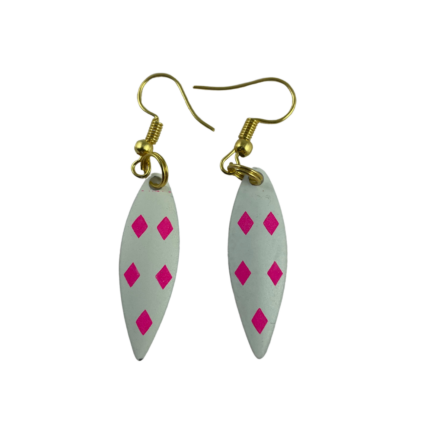 Willowleaf Glow 5 Pink Diamonds Spinner Blade Earrings