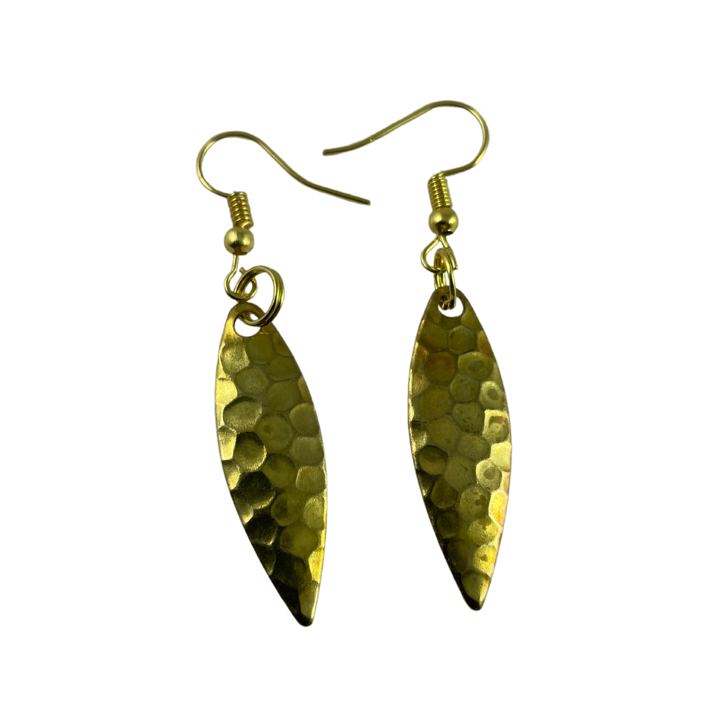 Willowleaf Hammered Brass Spinner Blade Earrings