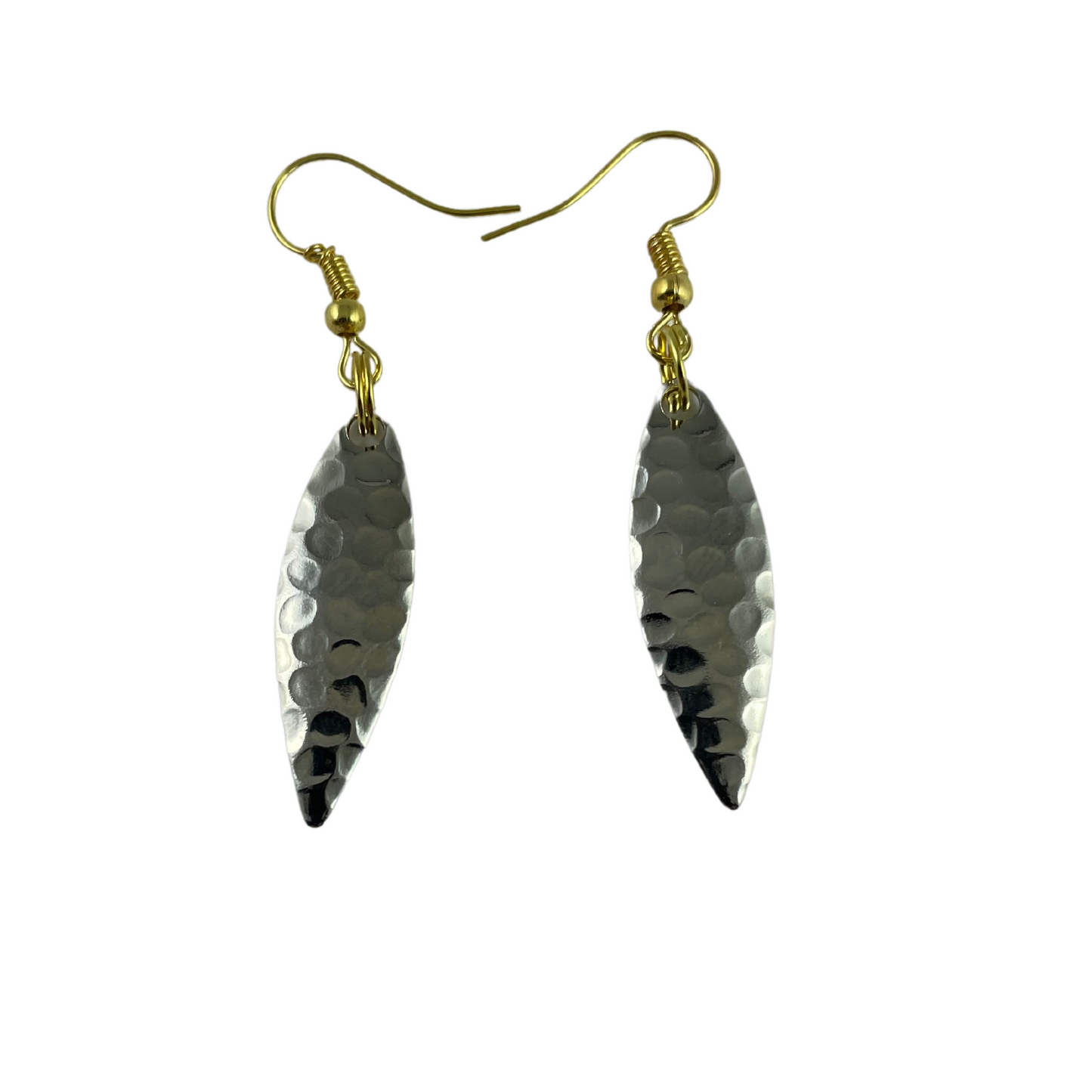 Willowleaf Hammered Nickel Spinner Blade Earrings