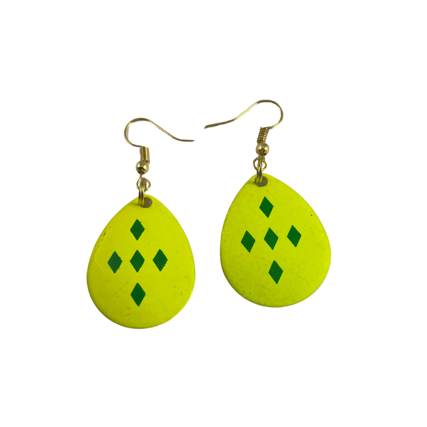 Colorado Yellow 5 Green Diamonds Spinner Blade Earrings