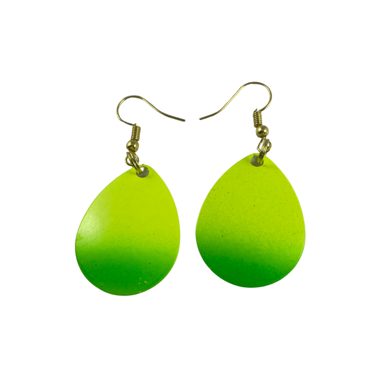 Colorado Yellow Green Splashed Spinner Blade Earrings