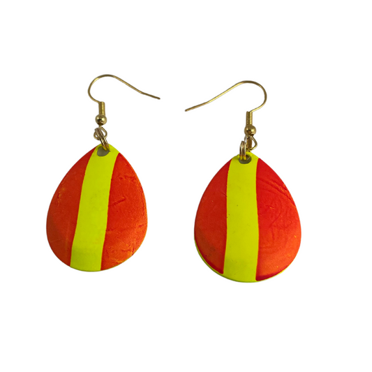 Colorado Deep Cup Orange Yellow Striped Spinner Blade Earrings