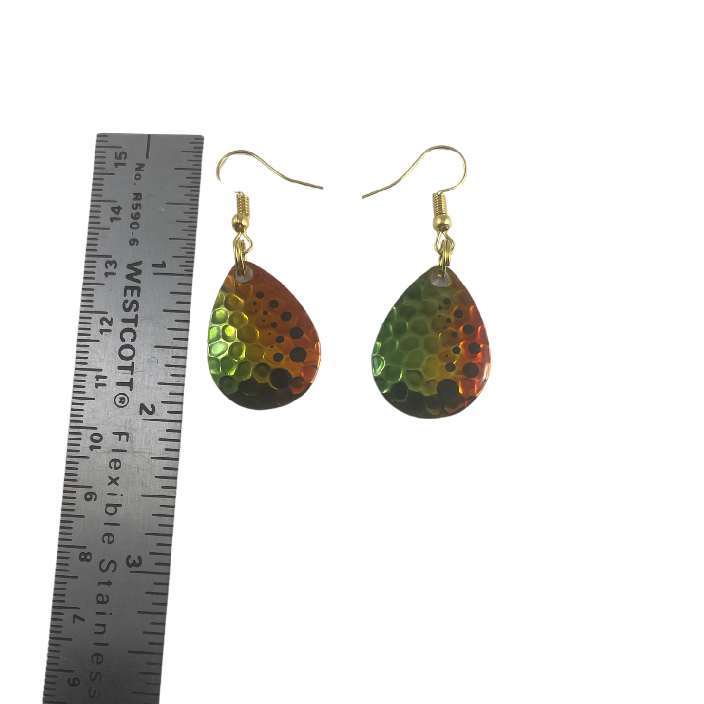 Colorado Hammered Nickel Dot Firetiger Spinner Blade Earrings