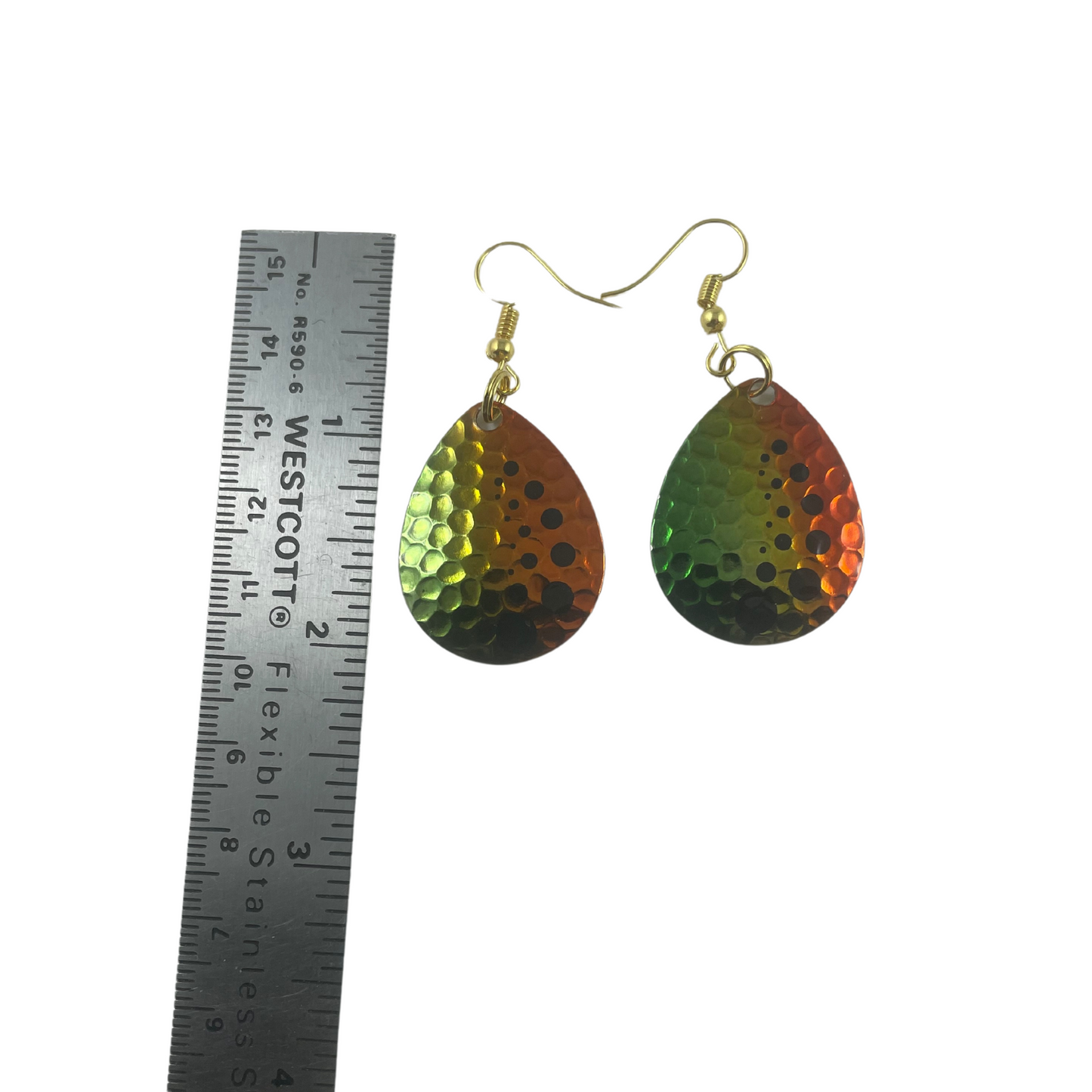 Colorado Hammered Nickel Dot Firetiger Spinner Blade Earrings