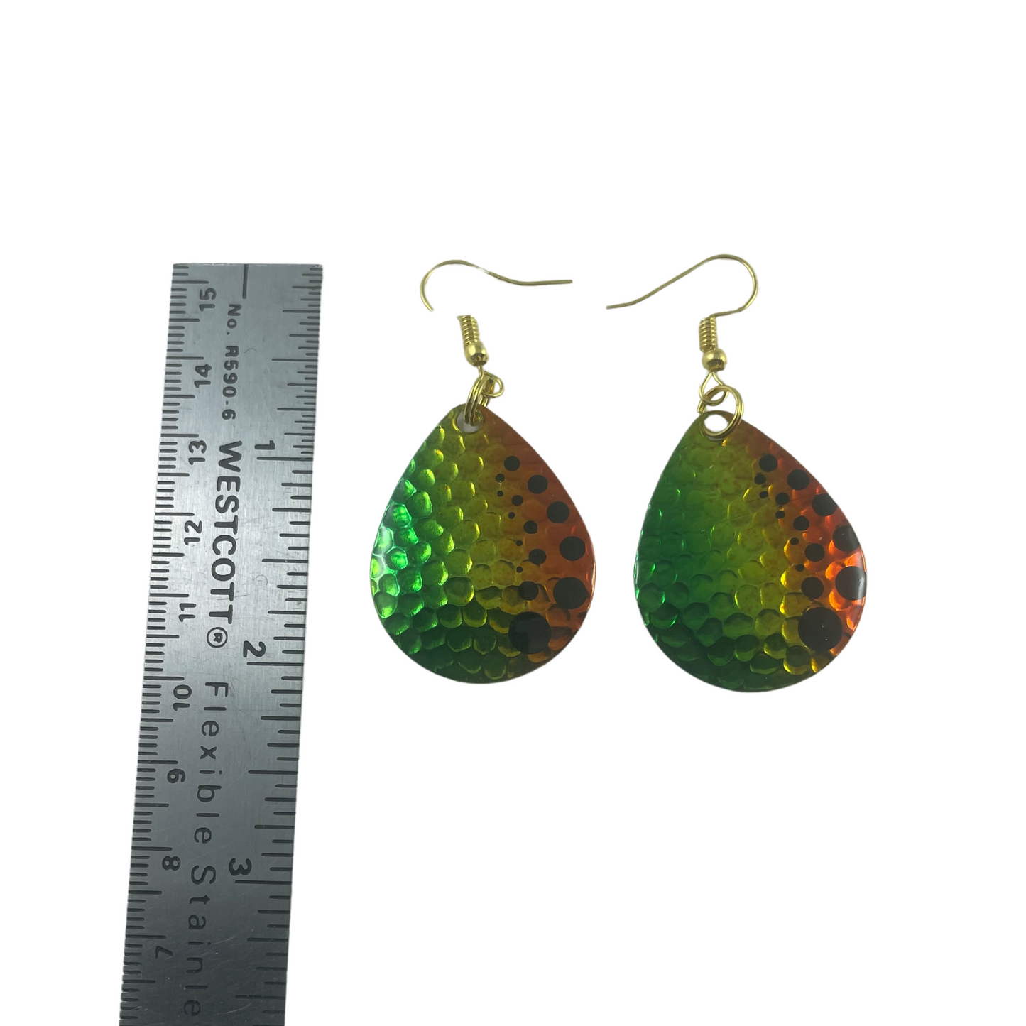 Colorado Hammered Nickel Dot Firetiger Spinner Blade Earrings