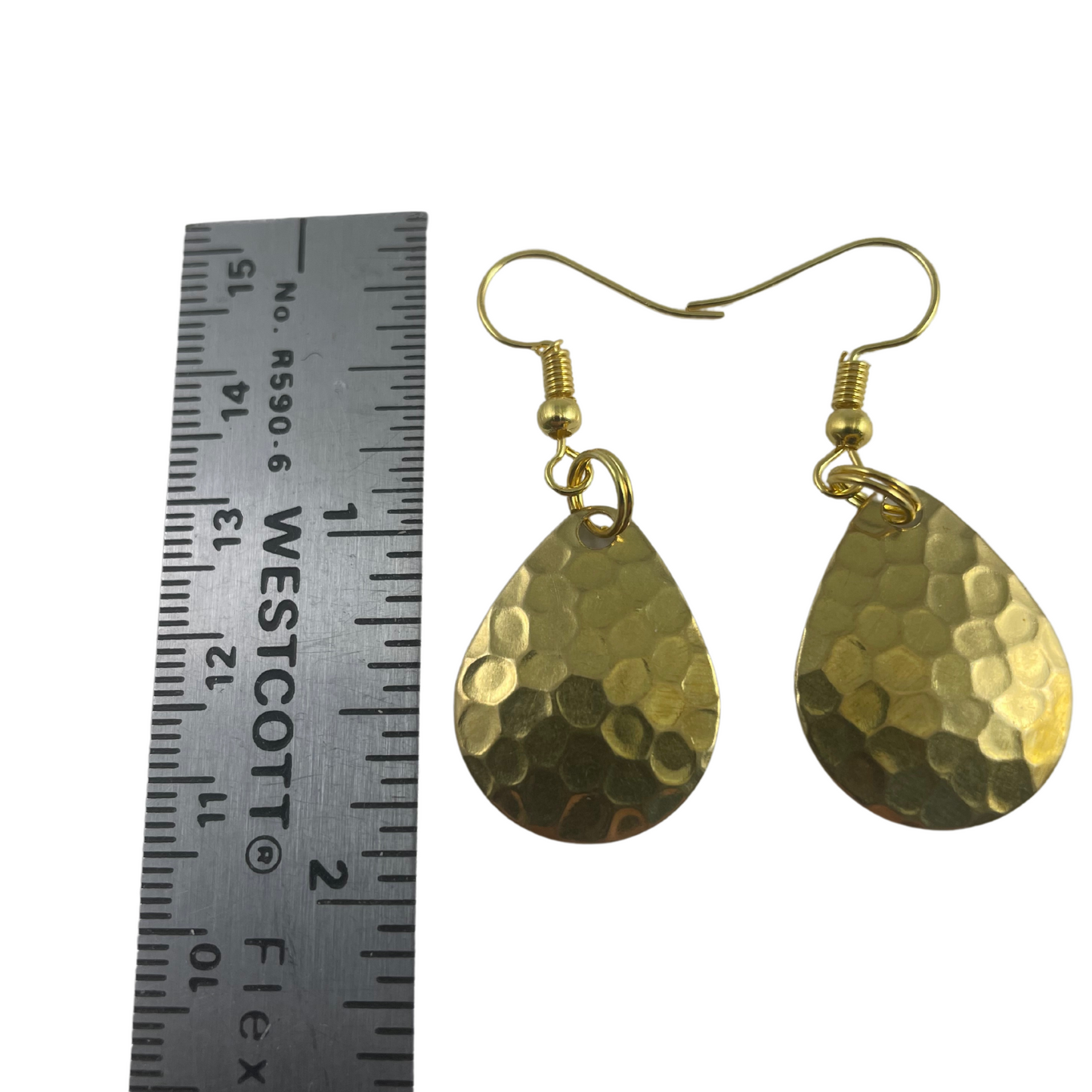 Colorado Hammered Polished Brass Spinner Blade Earrings