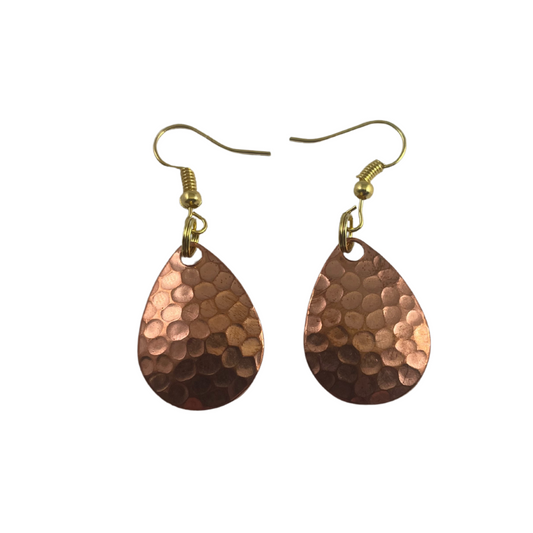 Colorads Polished Hammered Copper Spinner Blade  Earrings