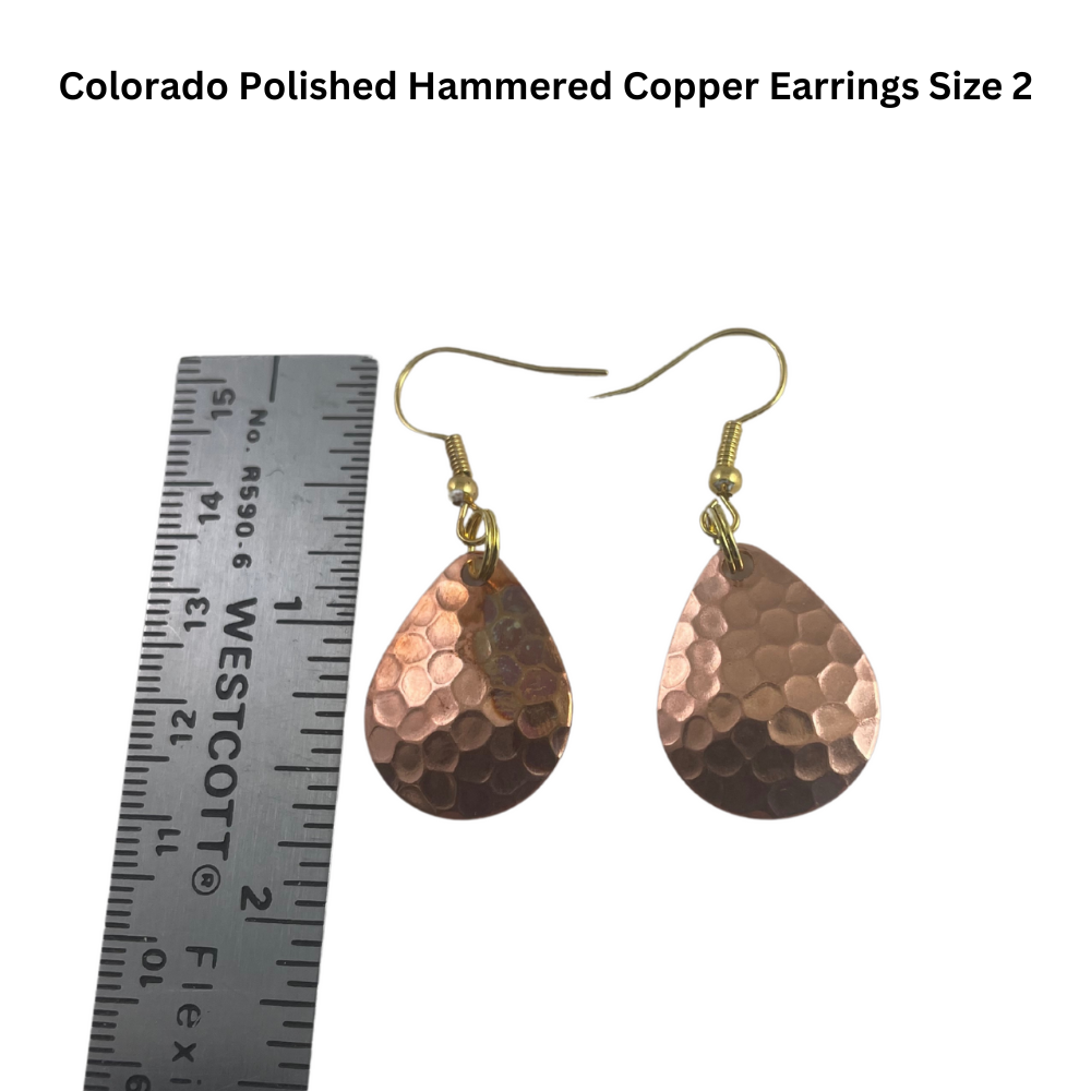 Colorado Polished Hammered Copper Earrings Size 2