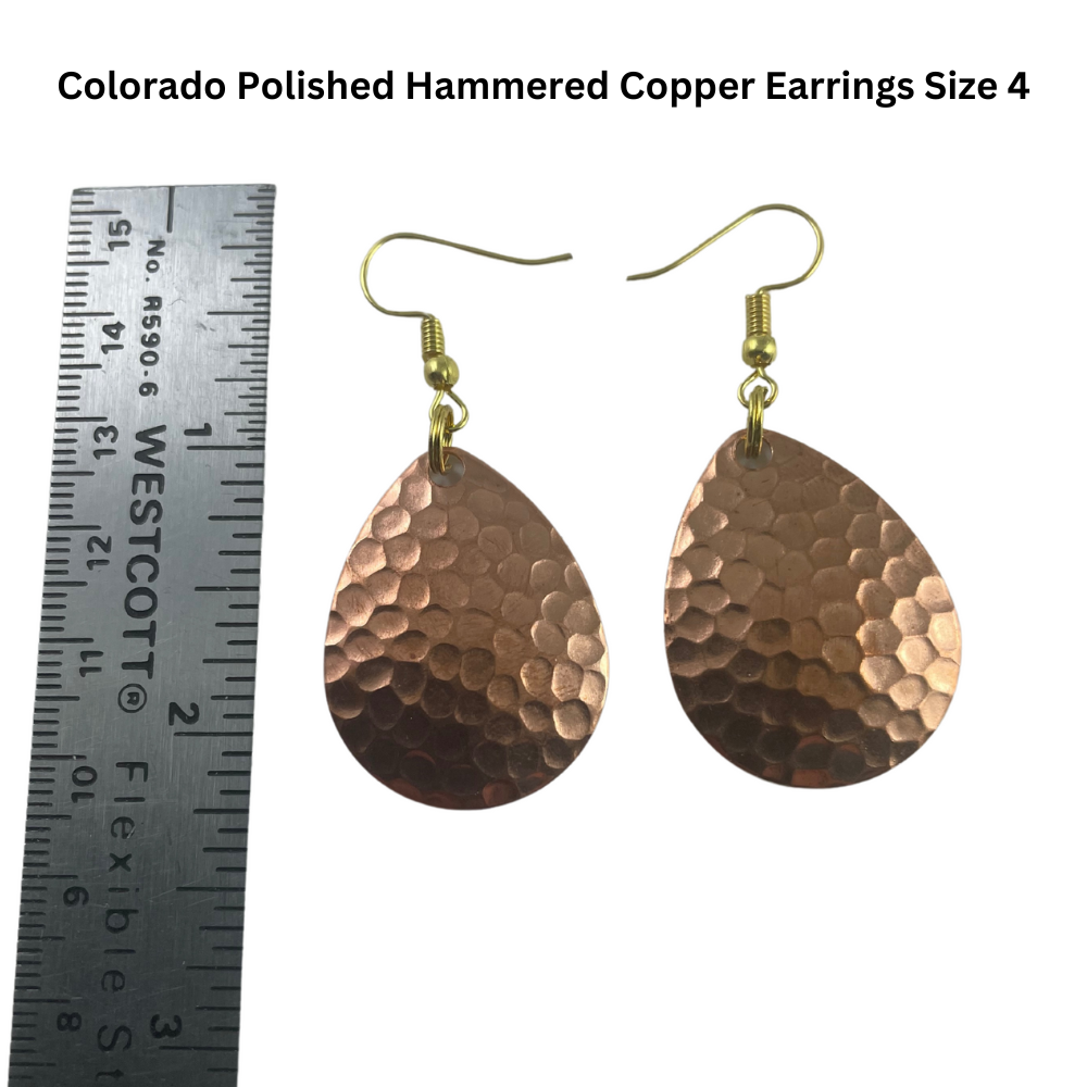 Colorado Polished Hammered Copper Fishing Spinner Earrings Size 4