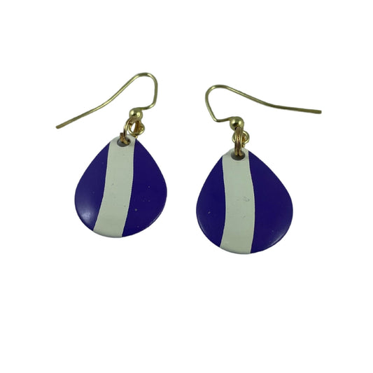 Colorado Deep Cup Purple White Striped Spinner Blade Earrings