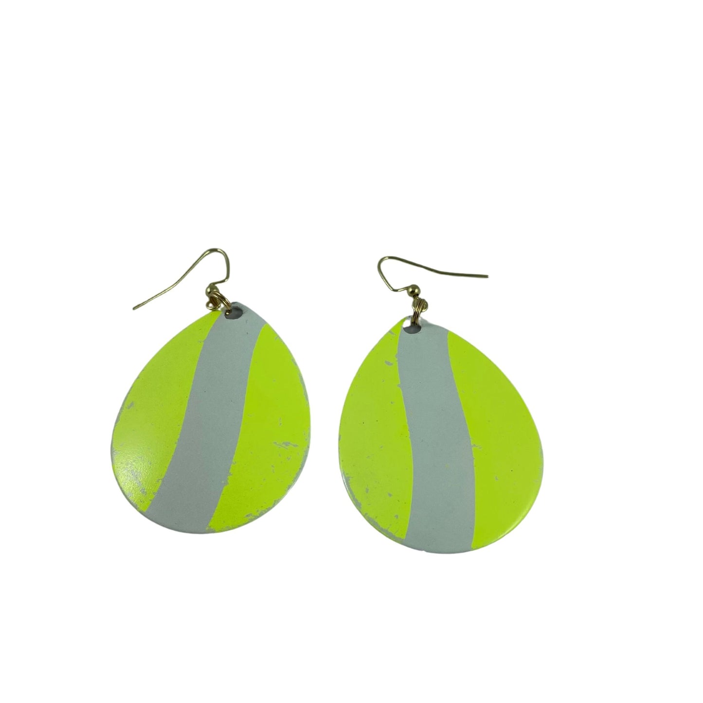 Colorado Chartreuse White Striped Spinner Blade Earrings
